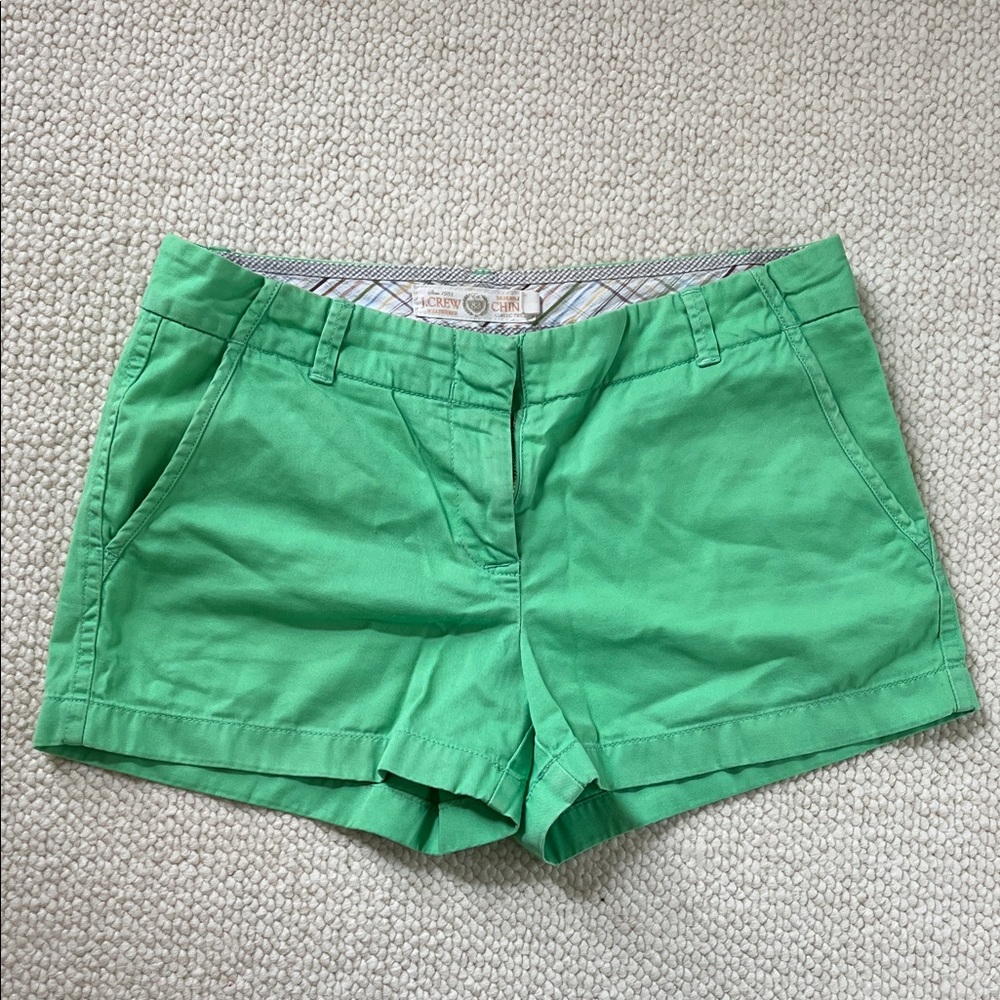 J crew women’s green chino shorts